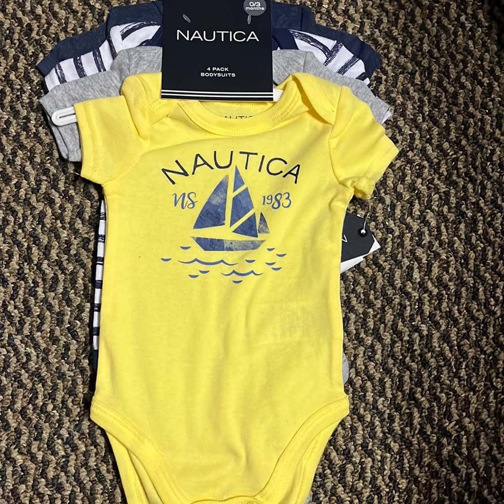 Nautica 4 pack Bodysuits 0-3 Months